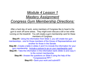 Unit 4 Mastery Assignment Congress Gym Membership Directions: