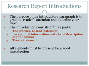 Research Report Introductions