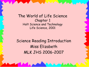 The World of Life Science Chapter 1 Holt Science and Technology
