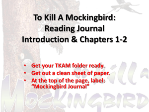 To Kill A Mockingbird: Reading Journal Introduction & Chapters 1