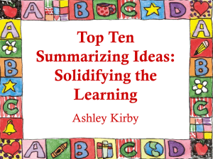 Top Ten Summarizing Ideas: Solidifying the Learning
