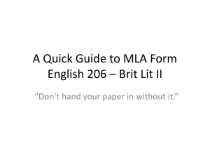 A Quick Guide to MLA Form