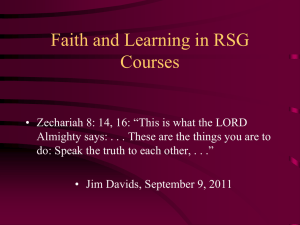 Faith and Learning in RSG Courses