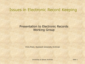 Issues in Electronic Record Keeping