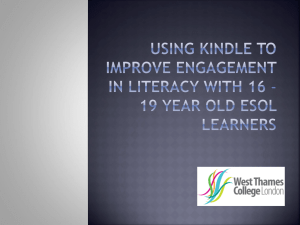 using Kindle to improve engagement in Literacy with 16