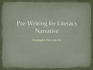 Pre-Writing for Literacy Narrative Power Point Presentation