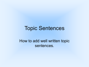 Topic Sentences