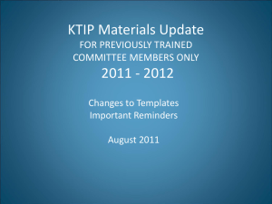 KTIP UPDATE for 2011 - 2012 - Education Professional Standards
