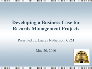 Developing the Business Case for Records Management