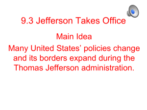 Ch 63 Jefferson Alters the Nation`s Course