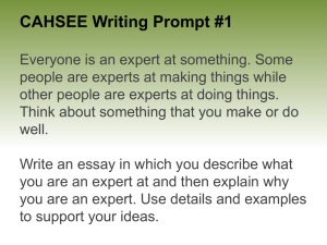 CAHSEE Writing Prompt #1