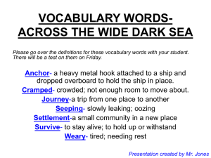VOCABULARY WORDS-ACROSS THE WIDE DARK SEA Anchor
