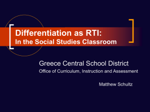 Differentiation as RTI: In the Social Studies Classroom