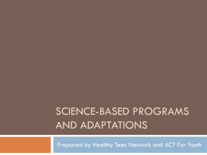 Science-Based Programs and adaptations