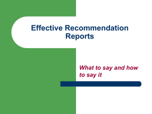 Effective Recommendation Reports: What to Say and How to Say It