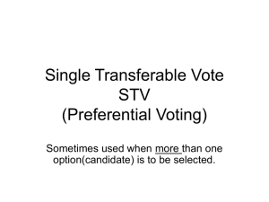 Single Transferable Vote STV (Preferential Voting)