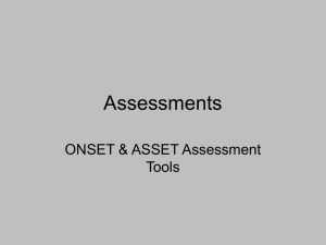 ONSET & ASSET Assessment Tools
