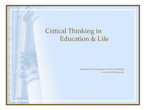 1. Thinking Critically in Education and Life