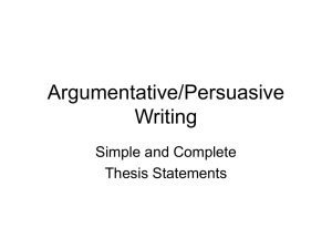 Simple and Complete Thesis Statements Power Point