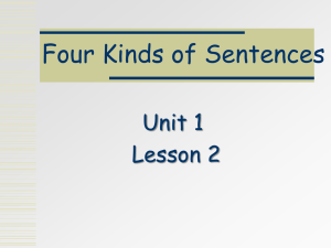 Unit 1 L2 Four Kinds of Sentences revised