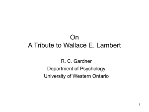 On A Tribute to Wallace E. Lambert