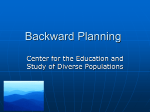 Brief Backward Planning - Center for the Education and Study of