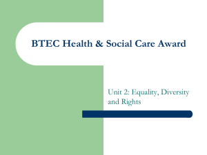 BTEC Health & Social Care Award - St. Francis College Rochestown