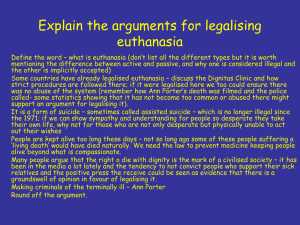 Explain the arguments for legalising euthanasia