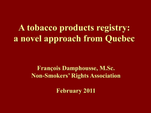 A tobacco products registry: