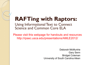 RAFTing with Raptors Presentation - University of South Carolina