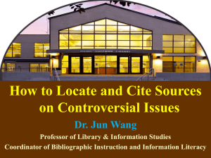 How to Locate and Cite Sources on Controversial Issues ()