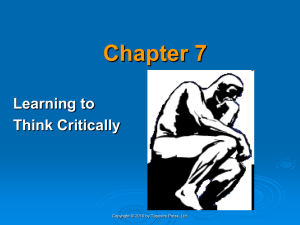 Chap 7 Learning to Think Critically