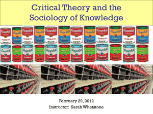 11 Critical Theory and Sociology of Knowledge SP 2012