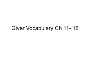Giver Vocabulary Ch 11