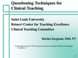 Questioning Techniques for Clinical Teaching