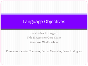 Language Objectives - Stevenson Middle School