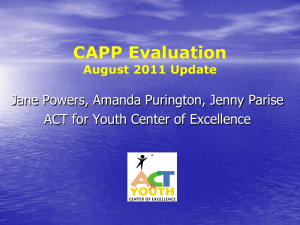 CAPP Evaluation August 2011 Update