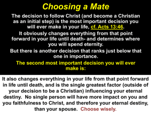 Choosing a Mate - Southside Church of Christ