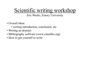 Scientific writing workshop Eric Weeks, Emory University