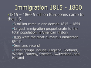 Immigration 1815 - 1860