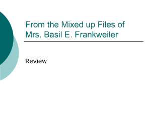 From the Mixed up Files of Mrs. Basil E. Frankweiler