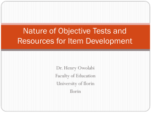 Nature of Objective Test Items and Resources