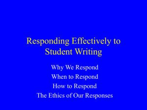 Responding Effectively to Student Writing