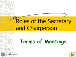 Terms of Meetings Meeting Terminology