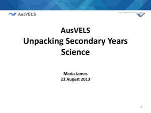 AusVELS Science Secondary Presentation