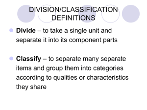 ENGL 1301 Division/Classification Powerpoint