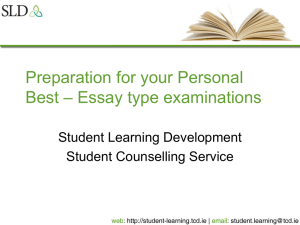 Essay type exams - Student Learning Development