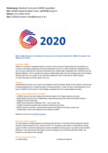 Onderwerp: Medical Curriculum G2020 newsle er Van