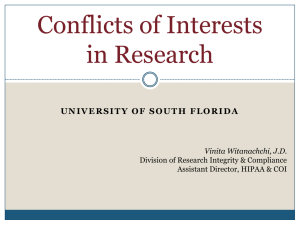Conflict of Interest - USF Research & Innovation