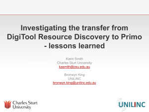 Investigating the transfer from DigiTool Resource Discovery